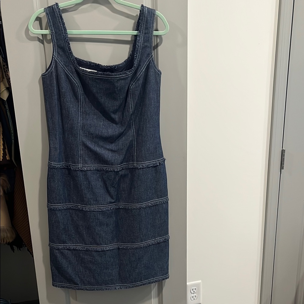 Escada Blue Sleeveless Cowl Neck Sheath Mini Dress